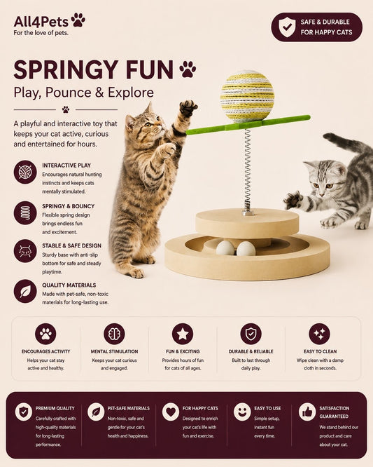 2-in-1 Interactive Sisal Cat Scratcher with Ball Track