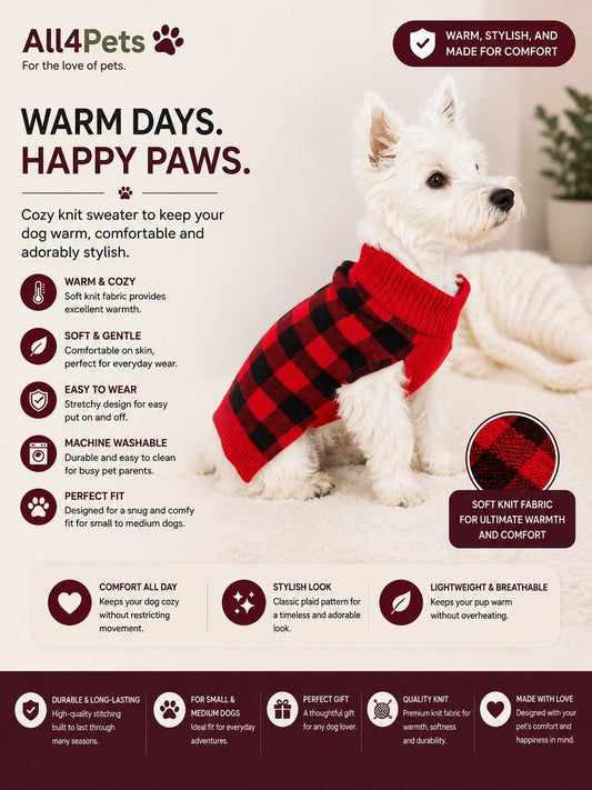 Cozy Plaid Pet Sweater