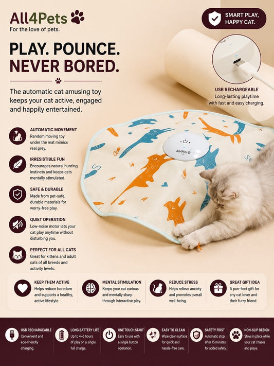 Electric Turntable Cat Teaser Toy – USB Rechargeable