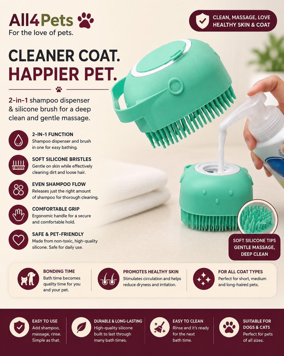 Pet Shampoo Massager