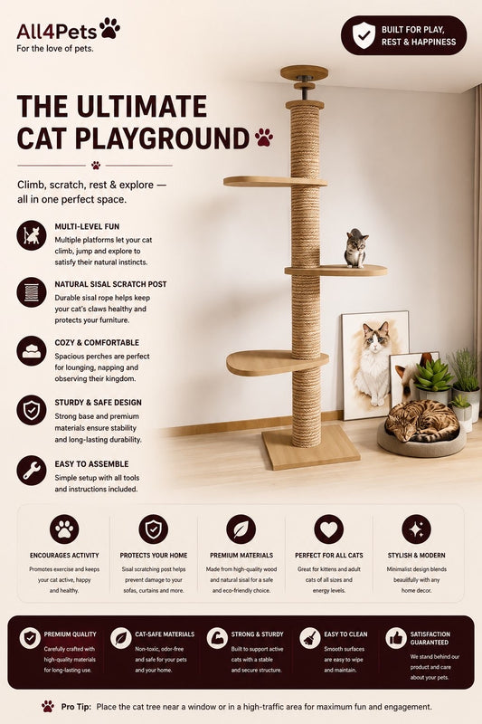 Solid Wood Cat Climbing Frame Toy