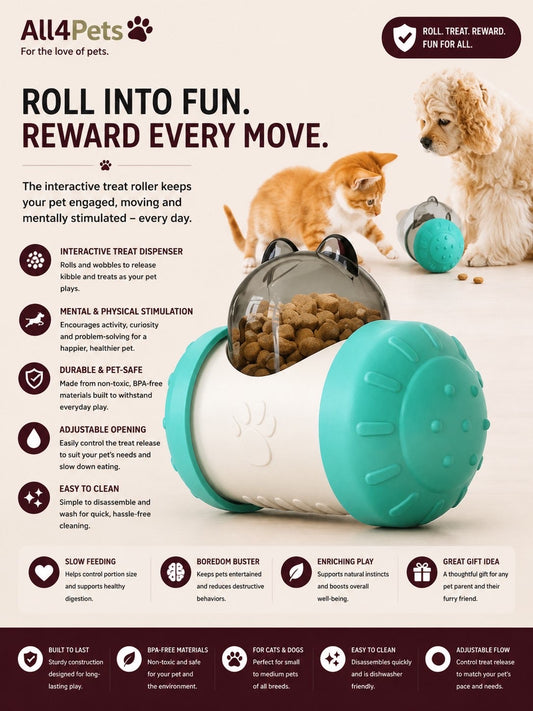 Interactive Treat-Dispensing Ball for Dogs & Cats