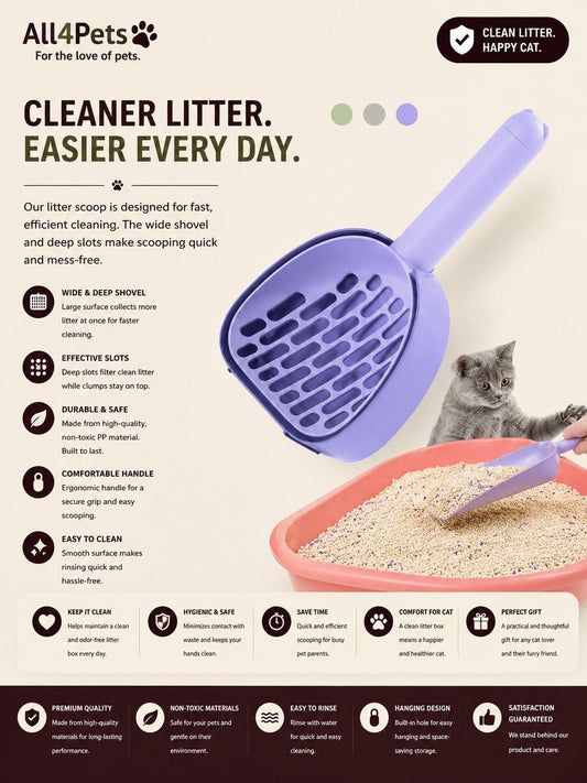 Premium Cat Litter Scoop with Holder
