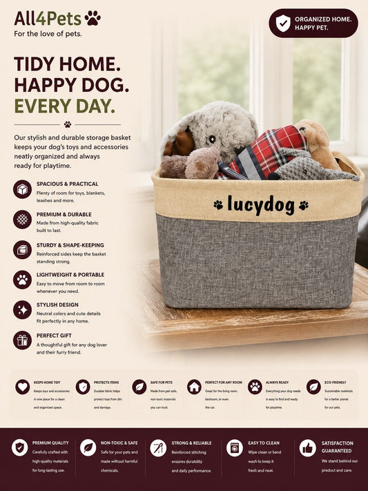Personalized Pet Toy Storage Basket