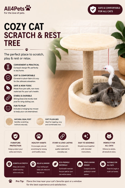 Compact Cat Tree with Sisal Scratching Post